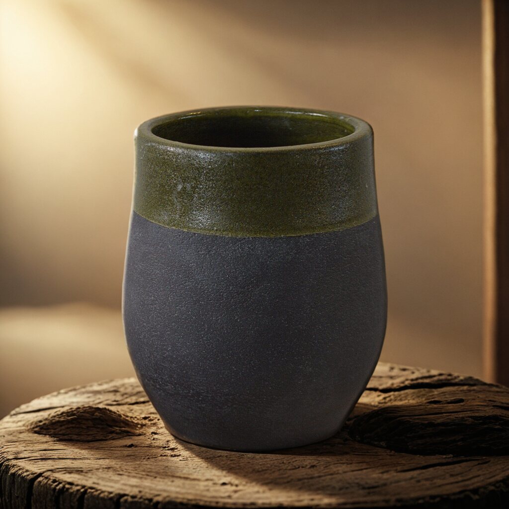 Earth & Moss | Handcrafted Stoneware Vase in Matte Black & Olive Glaze