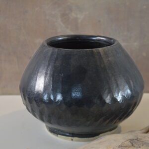 Obsidian | Handcrafted Faceted Black Stoneware Vase
