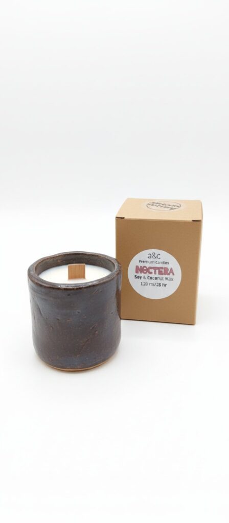 NOCTERA Ceramic Candle — Evening Wind-Down (120 ml, Wooden Wick)