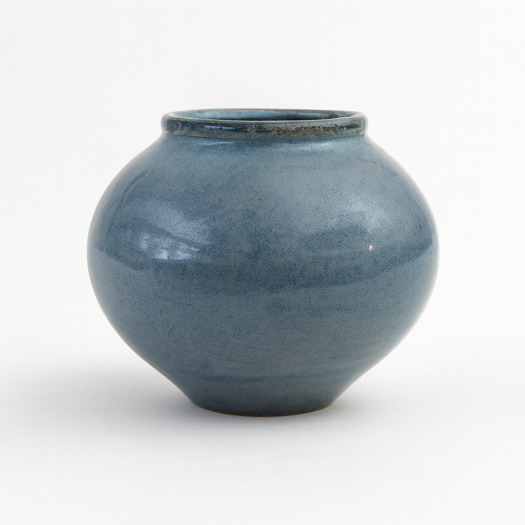 Soft Grey Rounded Ceramic Vase - View 2