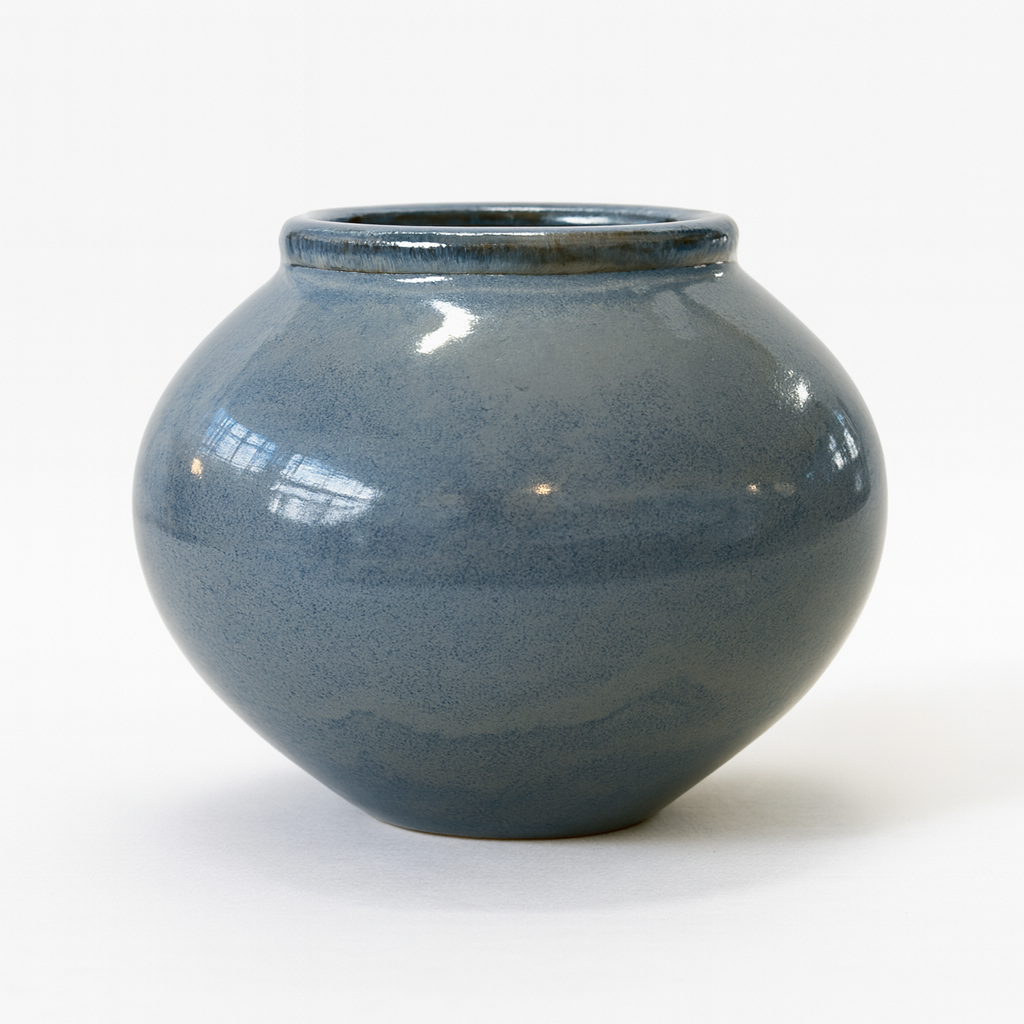 Soft Grey Rounded Ceramic Vase
