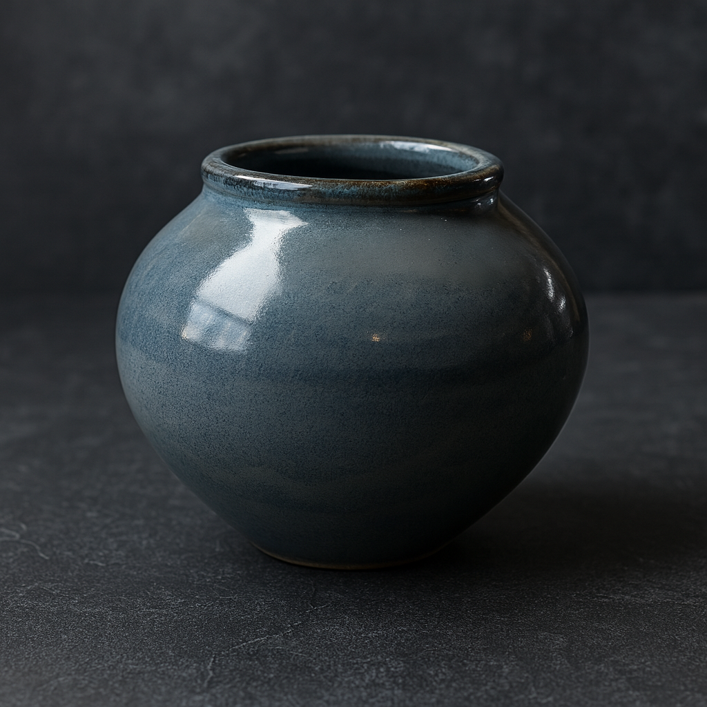 Soft Grey Rounded Ceramic Vase - View 4